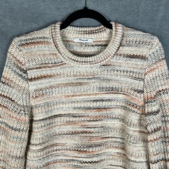 Madewell Sweater Womens Small Tan Striped Wool Blend Cozy Comfort Stretch Boho - Picture 2 of 11